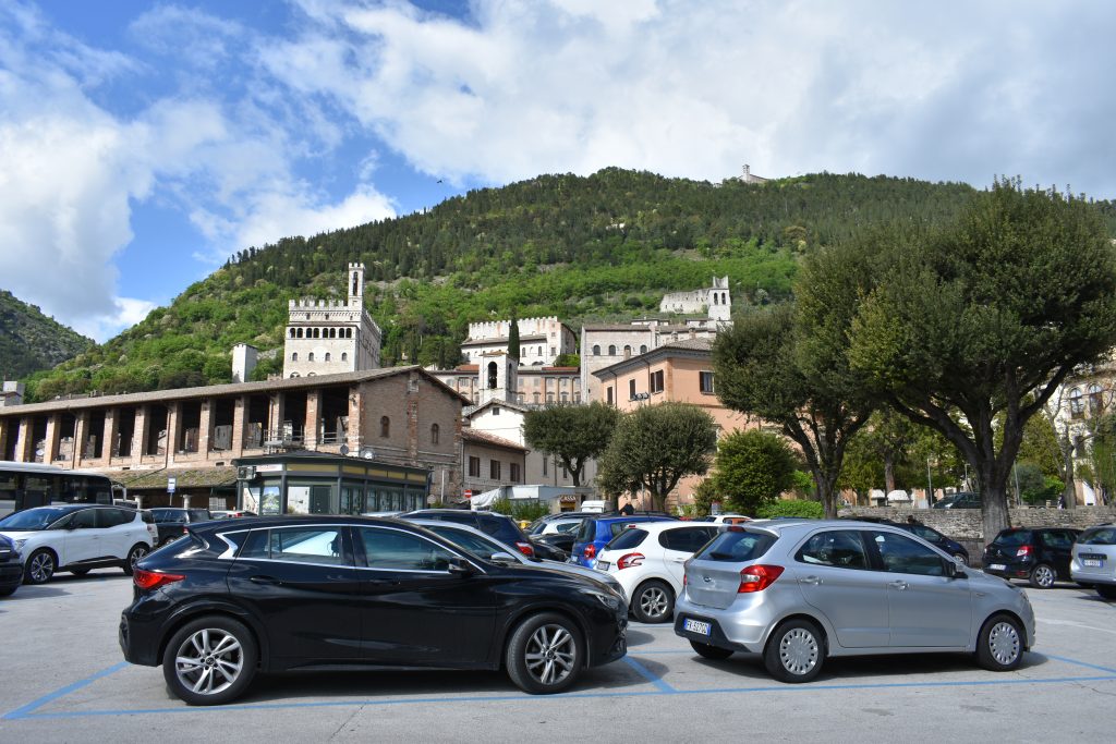 A car park, or parking lot, in Italy for post on driving tips in Italy