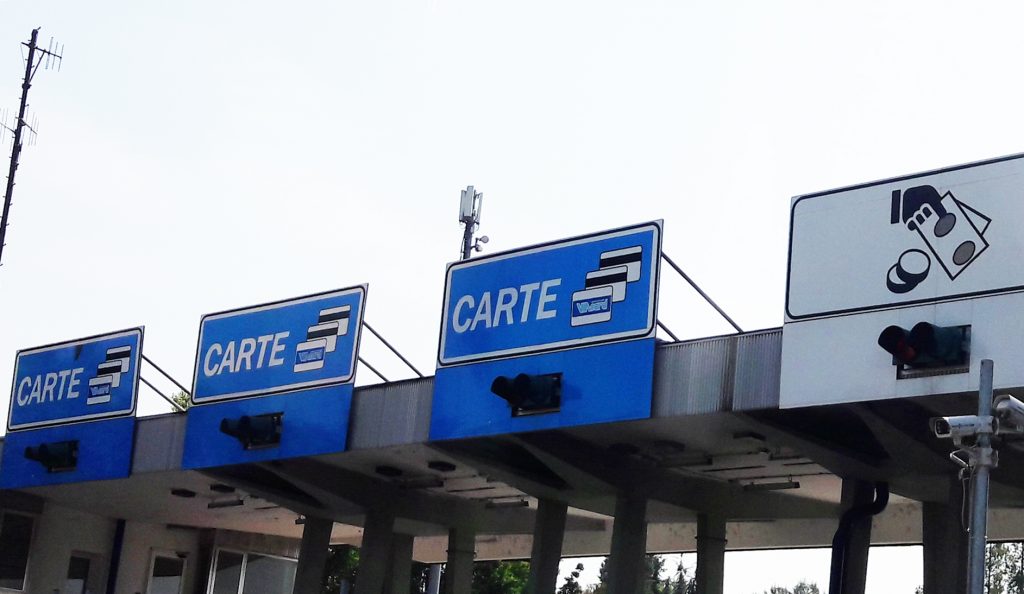 Toll booth on a highway in Italy - an image for story on tips for driving in Italy