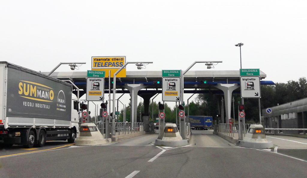 Toll booth on a highway in Italy - an image for story on tips for driving in Italy