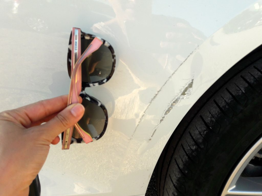 Scratch on a car — image for story on driving in Italy tips